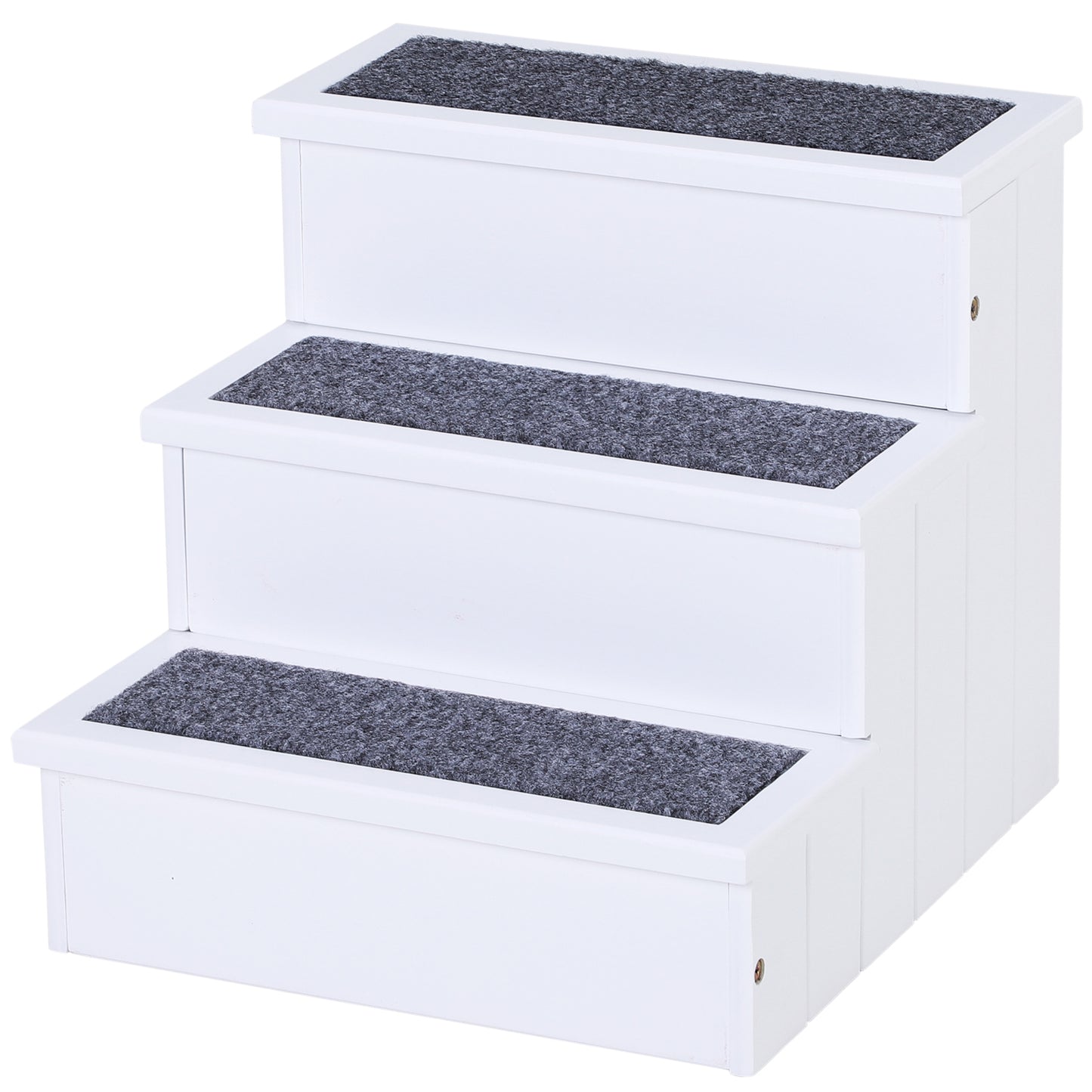 3-Step Wooden Pet Stairs – Non-Slip Carpet Steps for Cats & Small Dogs