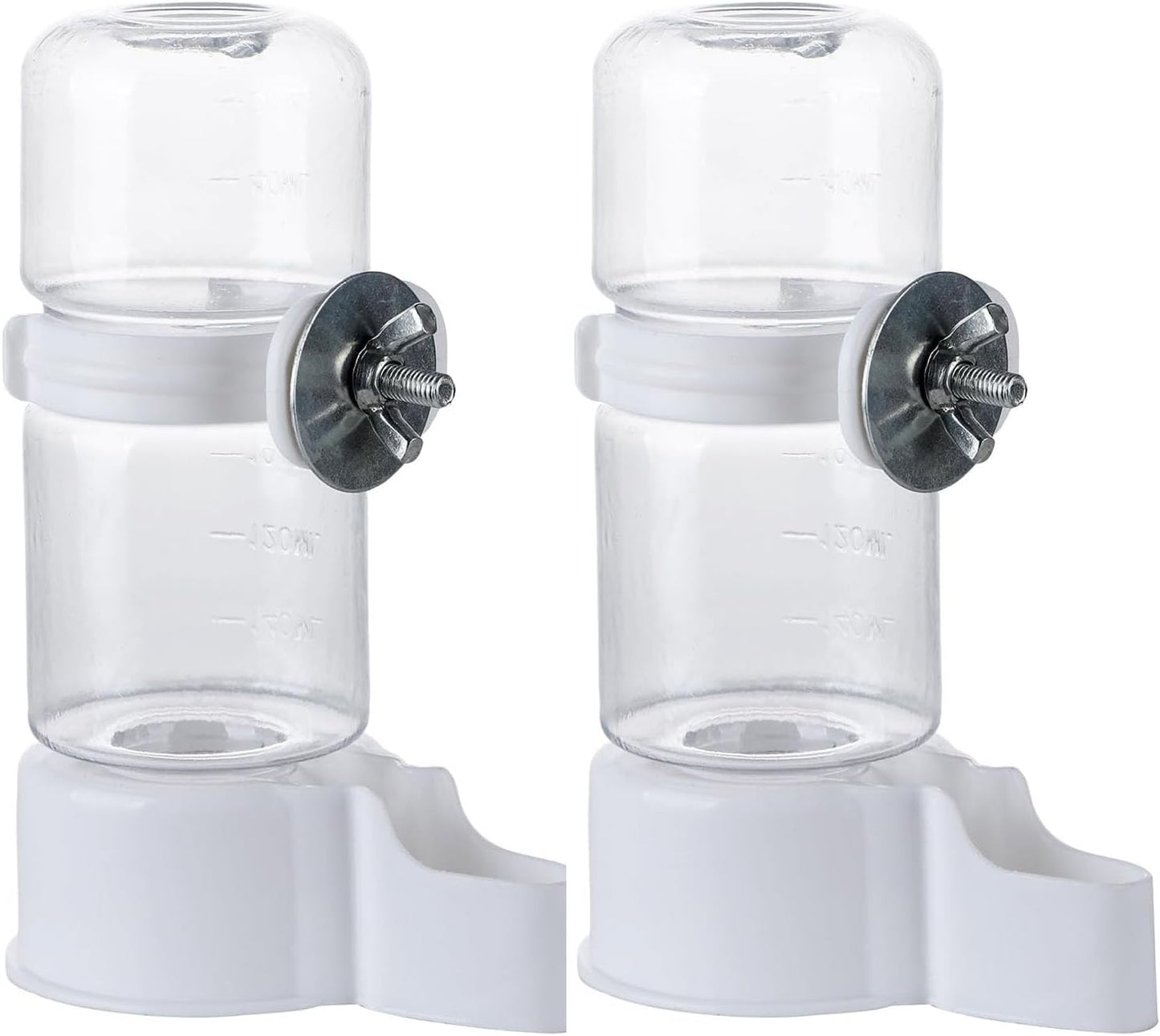 2Pcs Automatic Bird Water & Seed Dispenser 140ML – Clear Cage Feeder Bottles for Parrots, Budgies, Lovebirds & Cockatiels