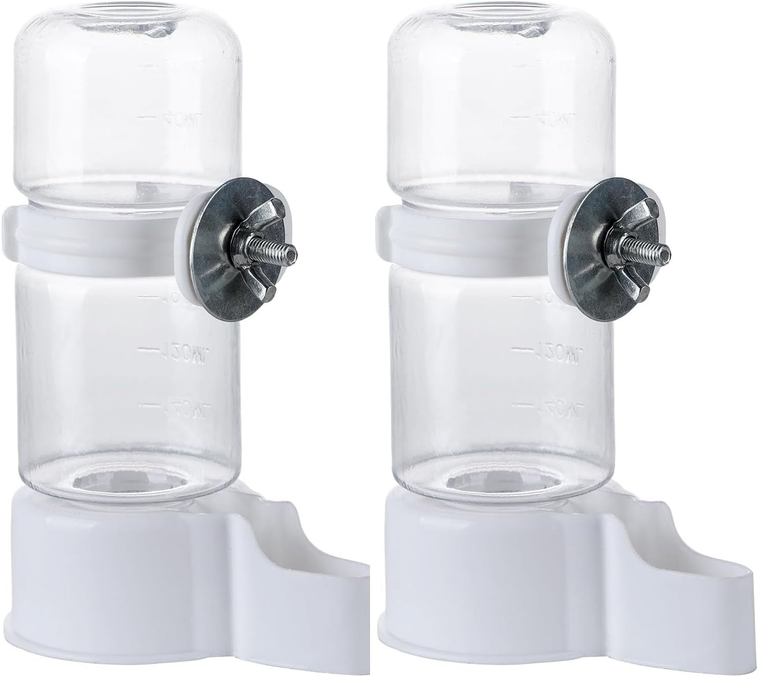 2Pcs Automatic Bird Water & Seed Dispenser 140ML – Clear Cage Feeder Bottles for Parrots, Budgies, Lovebirds & Cockatiels