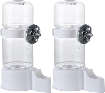 2Pcs Automatic Bird Water & Seed Dispenser 140ML – Clear Cage Feeder Bottles for Parrots, Budgies, Lovebirds & Cockatiels