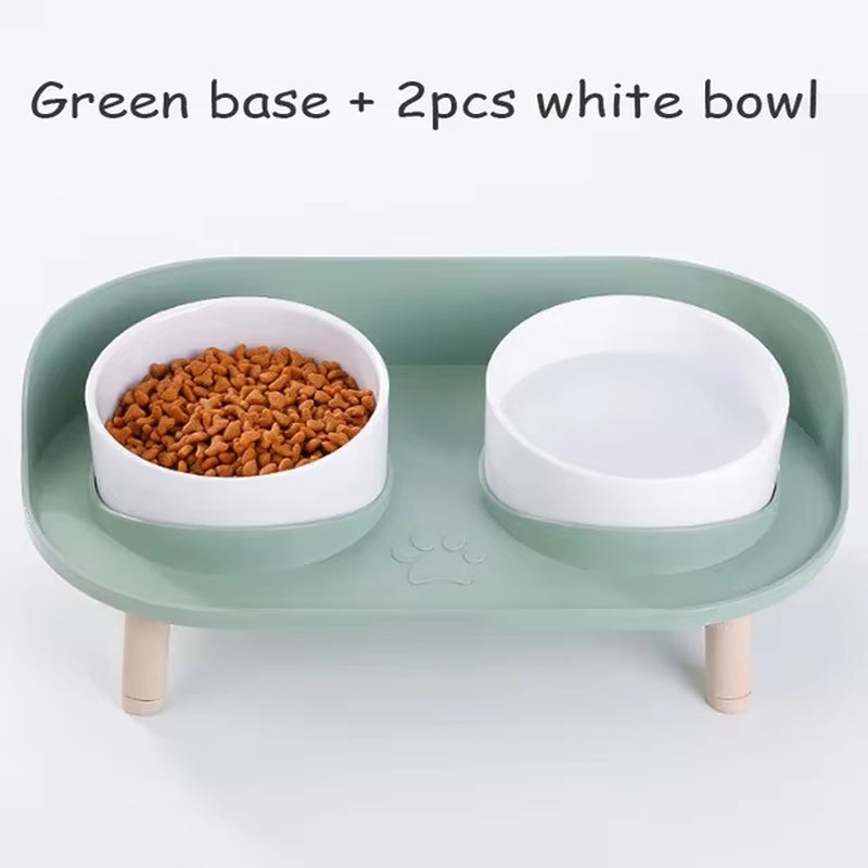 Adjustable Elevated Pet Double Bowls – Food & Water Feeder for Cats & Dogs