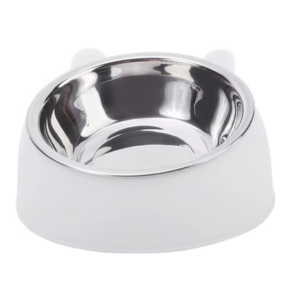 Inclined Stainless Steel Cat & Puppy Feeding Bowl – Raised Pet Food & Water Bowl for Cats and Small Dogs