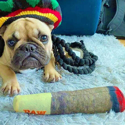 Interactive Plush Squeaky Dog Toy – Funny Cigar Design Chew Toy for Small & Medium Dogs