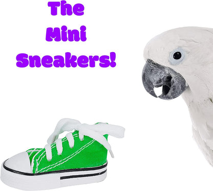 Mini Sneaker Bird Chew Toys 6 Pack – Colourful Parrot Cage Hanging Toys for Cockatiels, African Greys & Cockatoos