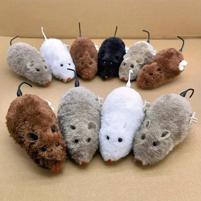 Wind-Up Plush Mouse Toy – Interactive Moving Toy for Cats, Dogs & Kids