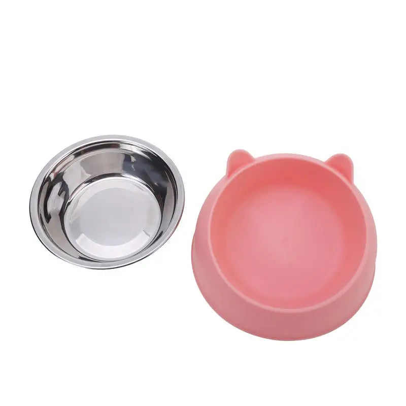 Inclined Stainless Steel Cat & Puppy Feeding Bowl – Raised Pet Food & Water Bowl for Cats and Small Dogs