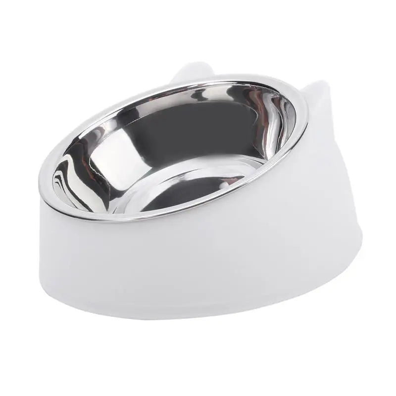 Inclined Stainless Steel Cat & Puppy Feeding Bowl – Raised Pet Food & Water Bowl for Cats and Small Dogs