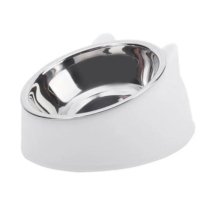 Inclined Stainless Steel Cat & Puppy Feeding Bowl – Raised Pet Food & Water Bowl for Cats and Small Dogs