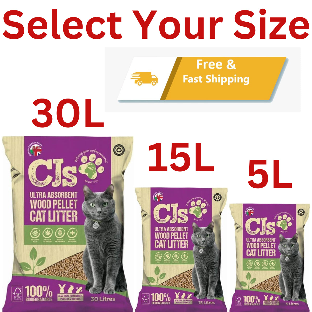 Premium Wood Pellet Cat Litter – Ultra Absorbent Biodegradable Cat Litter UK