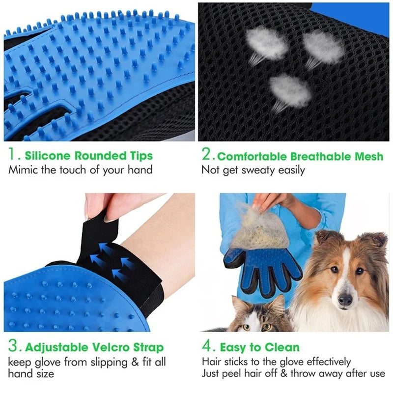 Pet Grooming Glove – Cat & Dog Hair Deshedding Massage Brush