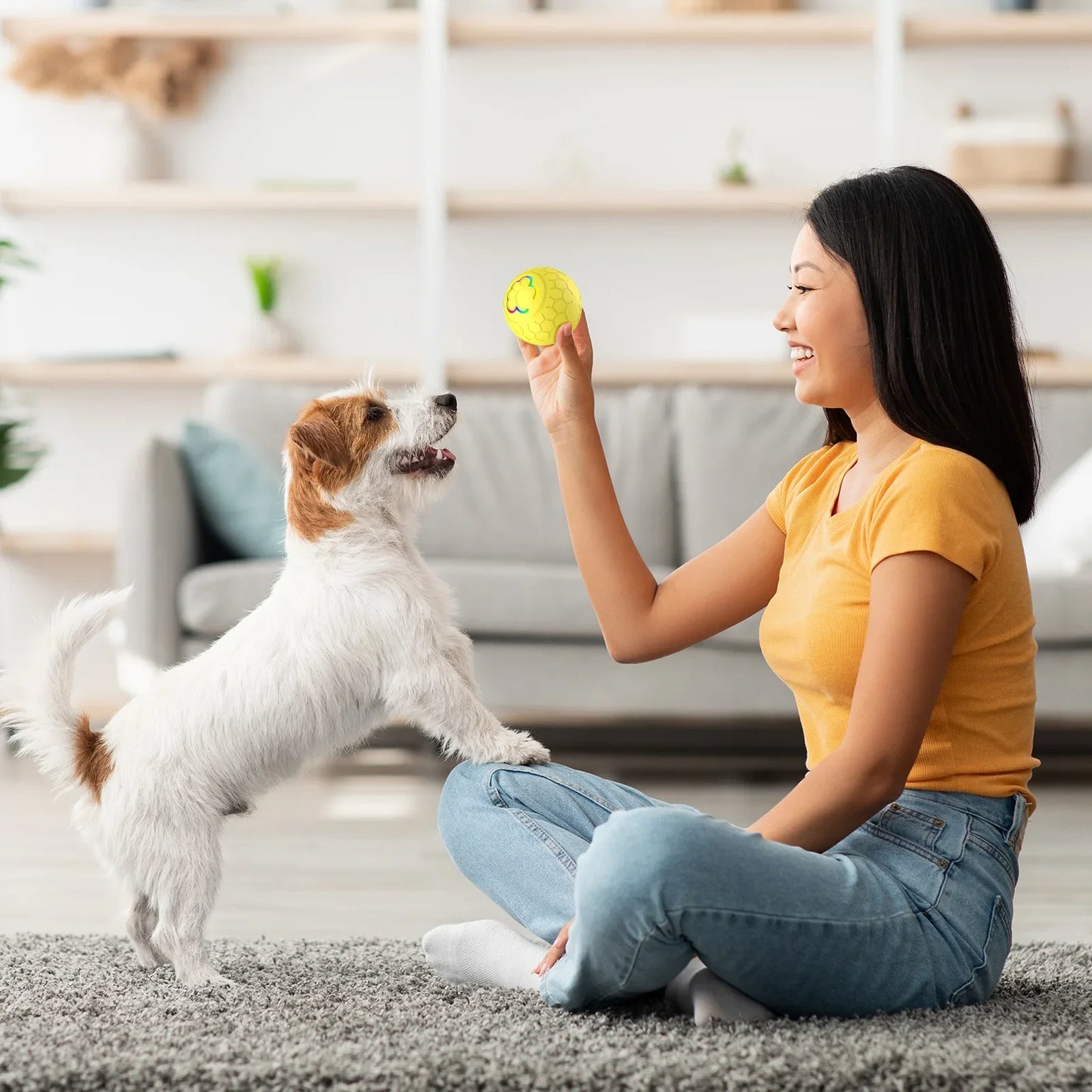 Smart Interactive Pet Ball – Rechargeable LED Automatic Bounce Toy for Dogs & Cats