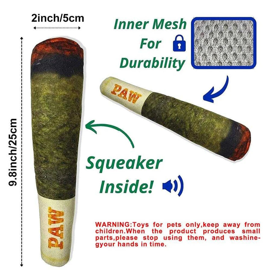 Interactive Plush Squeaky Dog Toy – Funny Cigar Design Chew Toy for Small & Medium Dogs