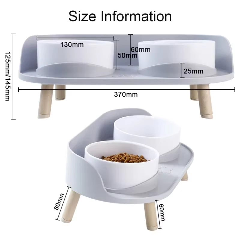 Adjustable Elevated Pet Double Bowls – Food & Water Feeder for Cats & Dogs