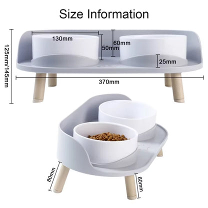 Adjustable Elevated Pet Double Bowls – Food & Water Feeder for Cats & Dogs