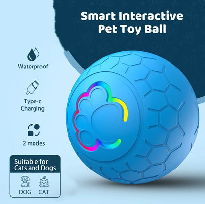 Smart Interactive Pet Ball – Rechargeable LED Automatic Bounce Toy for Dogs & Cats