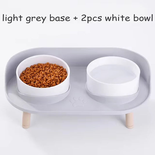Adjustable Elevated Pet Double Bowls – Food & Water Feeder for Cats & Dogs