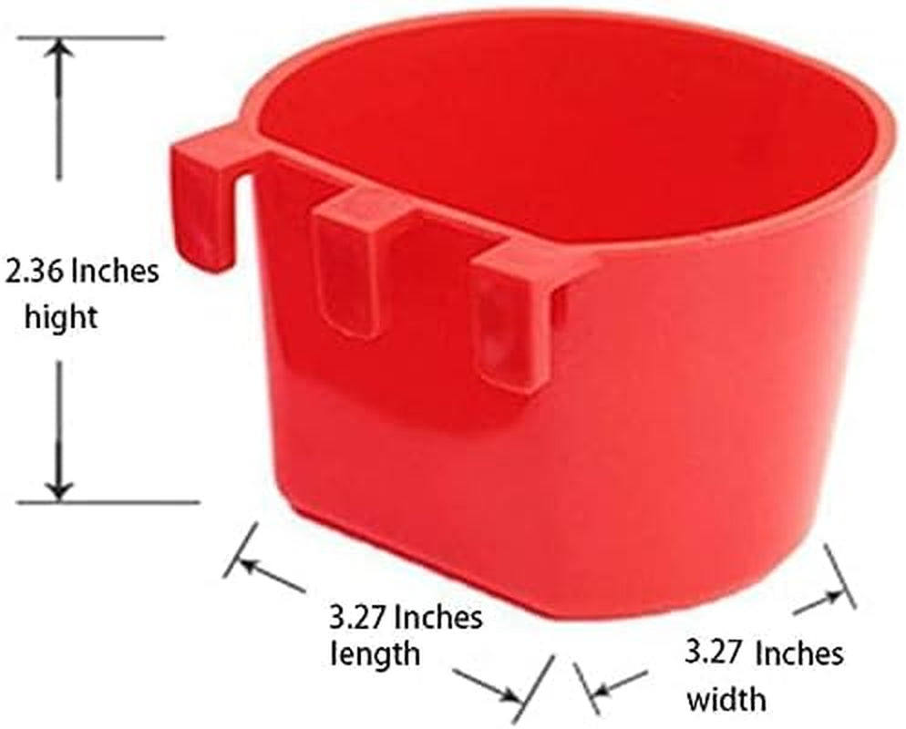 Cage Cups Birds Feeders Seed Bowl Chicken Feeding Watering Dish Rabbit Water Food Hanging Wire Cages Box 8Oz Coop Cups for Pet Parrot Parakeet Gamefowl Poultry Pigeon (10PCS Red)