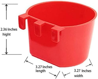 Cage Cups Birds Feeders Seed Bowl Chicken Feeding Watering Dish Rabbit Water Food Hanging Wire Cages Box 8Oz Coop Cups for Pet Parrot Parakeet Gamefowl Poultry Pigeon (10PCS Red)