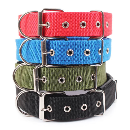 Adjustable Solid Nylon Dog Collar for Small, Medium & Large Dogs – Durable Everyday Pet Collar