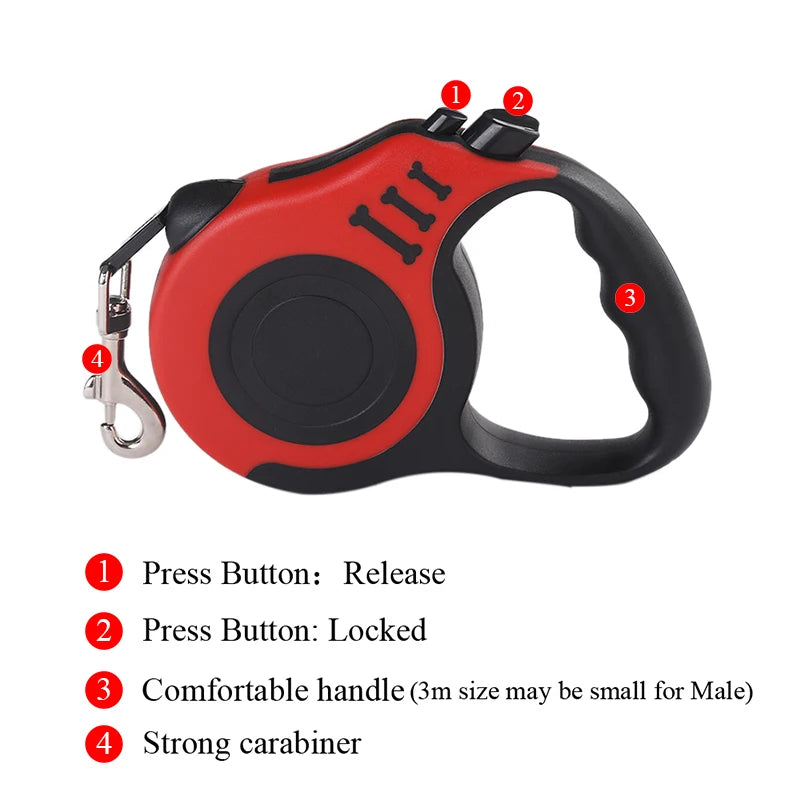 Retractable Dog & Cat Leash – 3M/5M Durable Nylon Lead for Small Dogs, Puppies & Cats