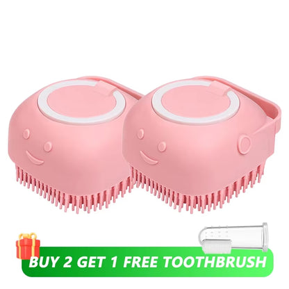 Dog Bath Brush Silicone Pet Shampoo Brush Soap Dog Scrubber Cat Massage Grooming Wash Comb Soft Rubber Puppy Clean Brush