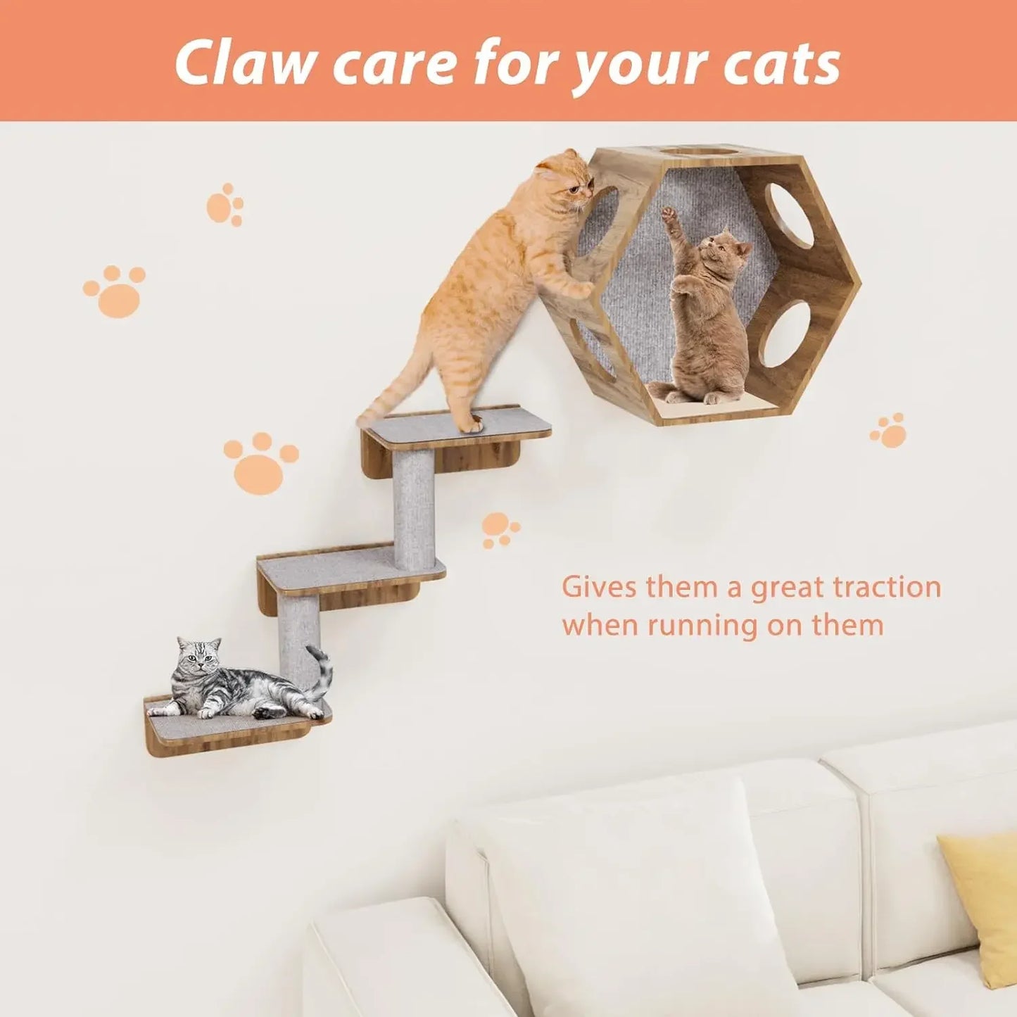 Self-Adhesive Cat Scratching Mat – Trimmable Furniture Protection Carpet for Cats