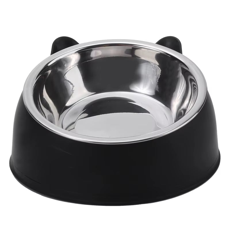 Inclined Stainless Steel Cat & Puppy Feeding Bowl – Raised Pet Food & Water Bowl for Cats and Small Dogs
