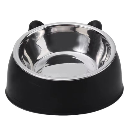 Inclined Stainless Steel Cat & Puppy Feeding Bowl – Raised Pet Food & Water Bowl for Cats and Small Dogs