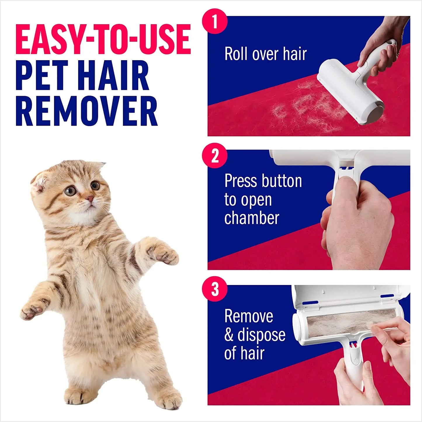 Pet Hair Remover Roller – Self-Cleaning Fur Remover for Dogs & Cats