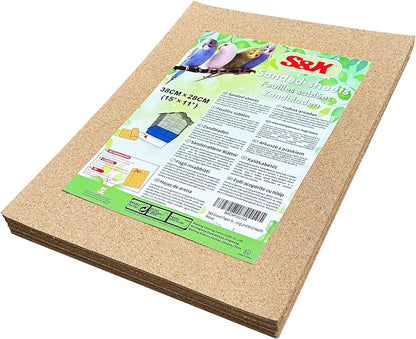 Bird Cage Gravel Paper Liners 30 Pack – 15” x 11” Sand Sheets for Easy Cage Cleaning & Bird Health