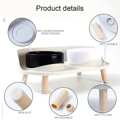 Adjustable Elevated Pet Double Bowls – Food & Water Feeder for Cats & Dogs