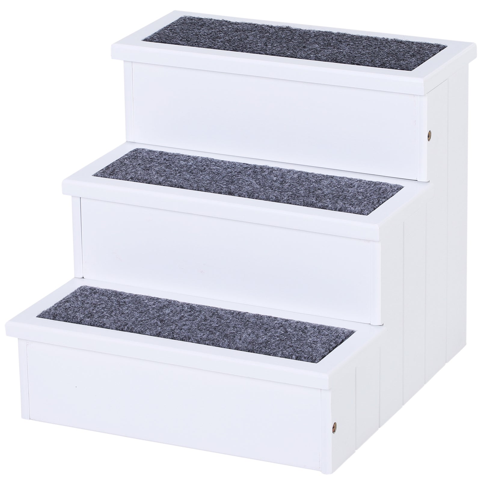3-Step Wooden Pet Stairs – Non-Slip Carpet Steps for Cats & Small Dogs