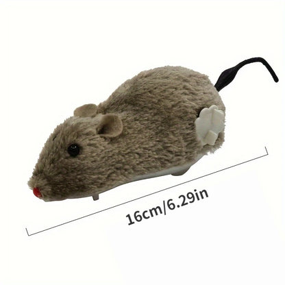 Wind-Up Plush Mouse Toy – Interactive Moving Toy for Cats, Dogs & Kids