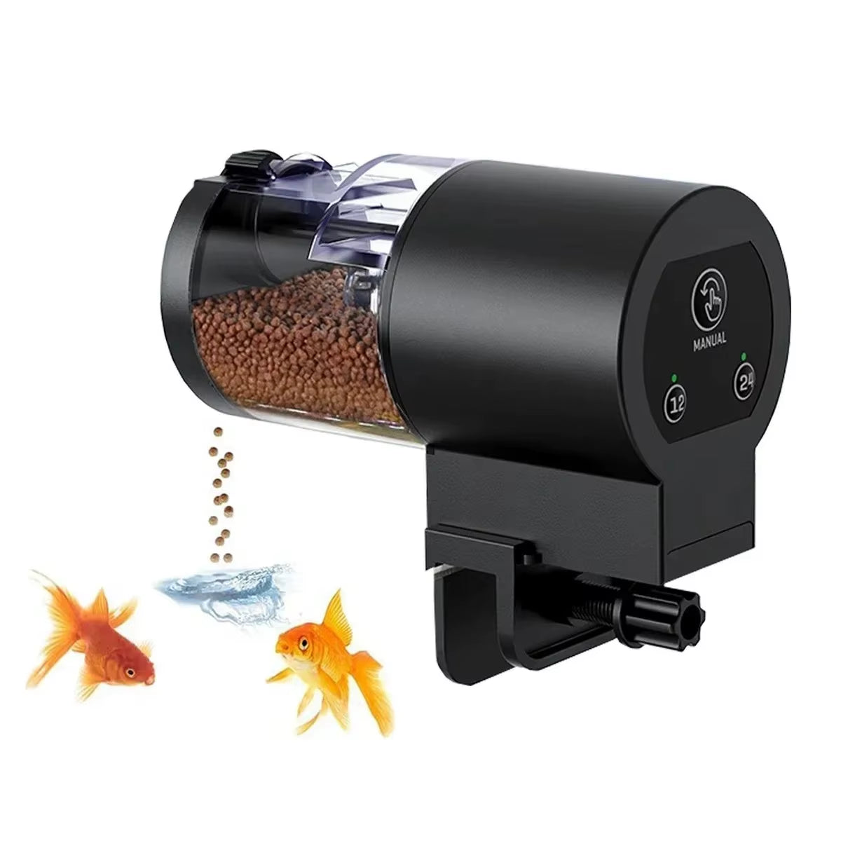 Automatic Fish Feeder 100ML Battery Operated with Programmable Timer for Aquarium Fish Tanks, Easy Setup Vacation Feeder