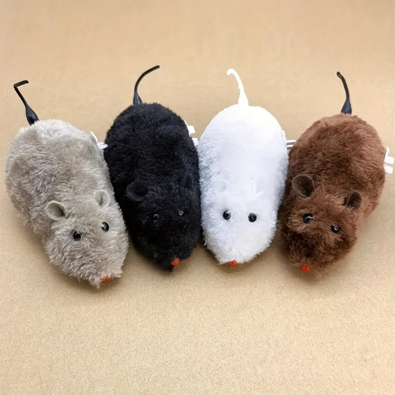 Wind-Up Plush Mouse Toy – Interactive Moving Toy for Cats, Dogs & Kids