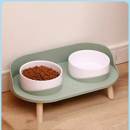 Adjustable Elevated Pet Double Bowls – Food & Water Feeder for Cats & Dogs