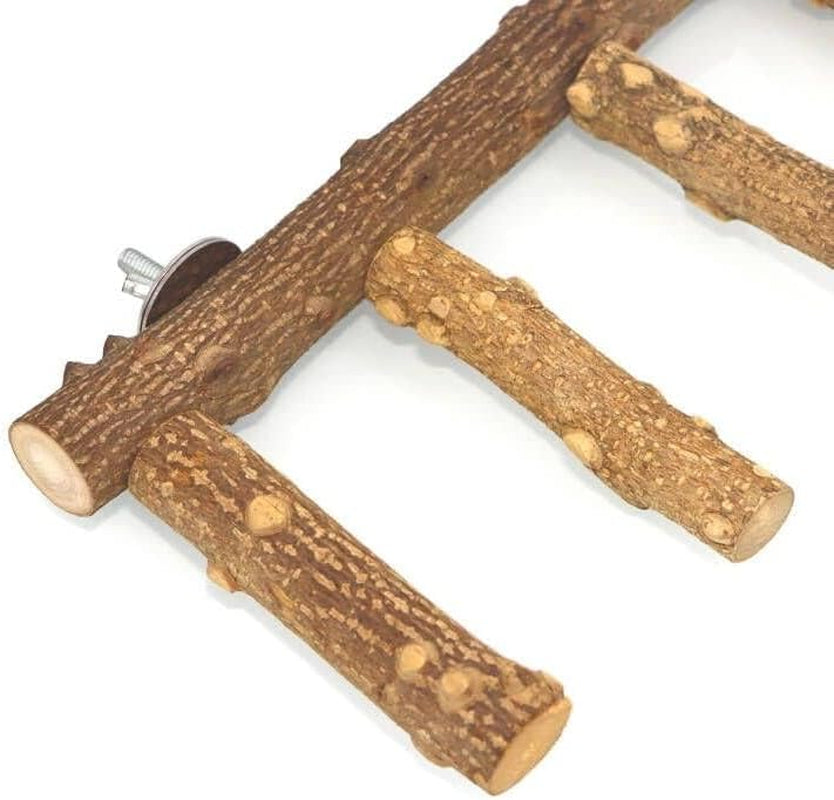 Natural Wood Bird Ladder Perch – Parrot Cage Climbing Stand & Chew Toy for Small & Medium Birds