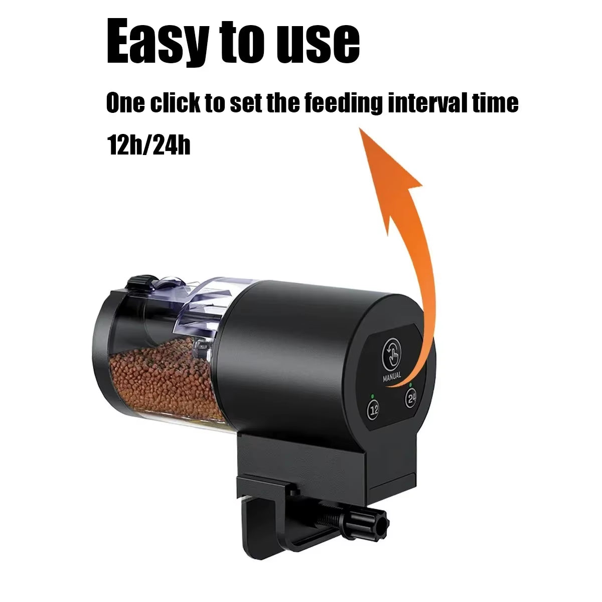 Automatic Fish Feeder 100ML Battery Operated with Programmable Timer for Aquarium Fish Tanks, Easy Setup Vacation Feeder