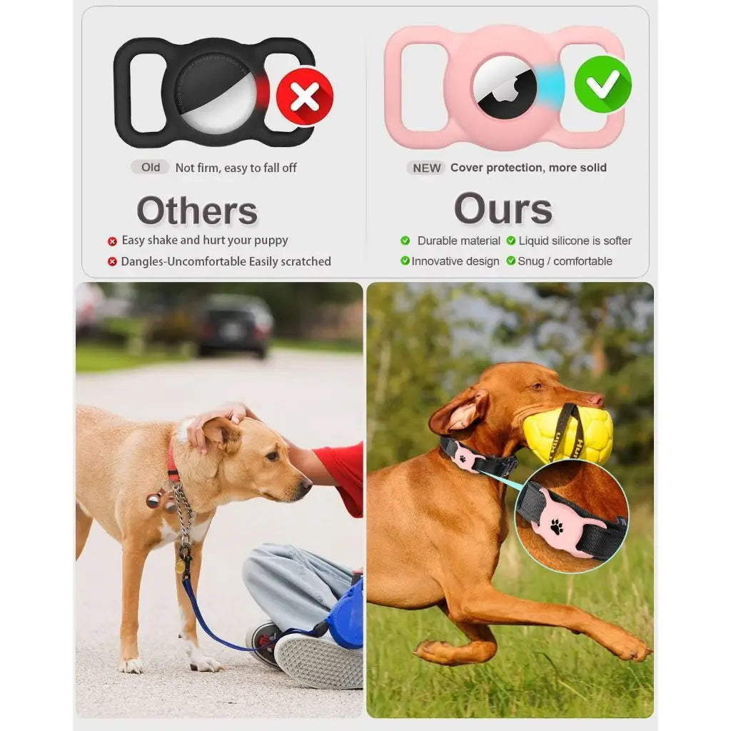 Silicone AirTag Dog Collar Holder – Full Protective Case for Pets