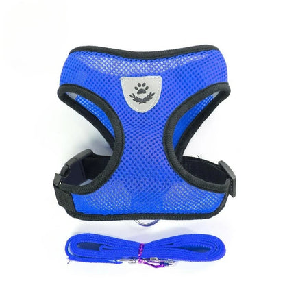 Adjustable Breathable Mesh Cat & Small Dog Harness with Lead Leash – Reflective Pet Walking Vest