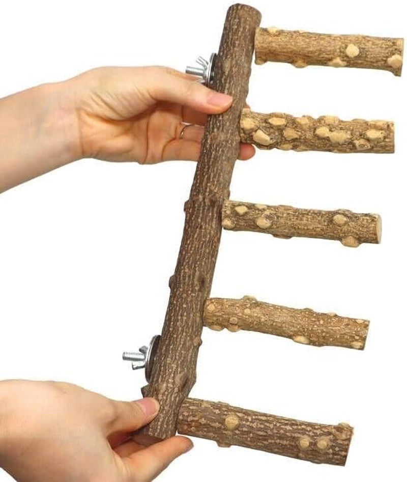 Natural Wood Bird Ladder Perch – Parrot Cage Climbing Stand & Chew Toy for Small & Medium Birds
