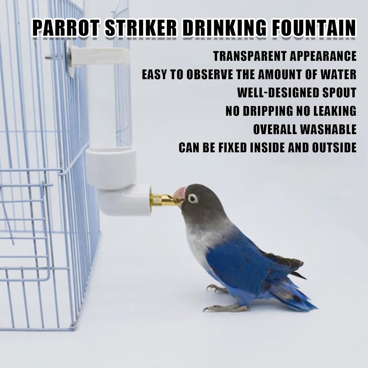 Automatic Parrot Water Dispenser 130ML – Bird Cage Water Bottle with Cleaning Brush for Parakeets, Cockatiels & Lovebirds