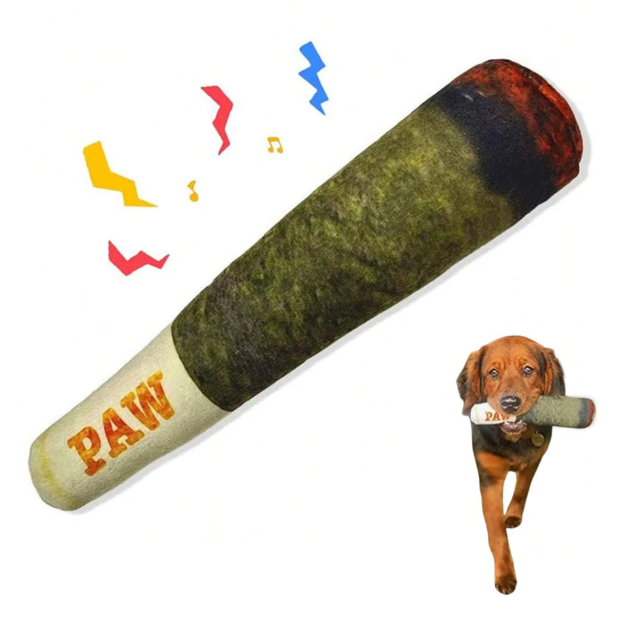 Interactive Plush Squeaky Dog Toy – Funny Cigar Design Chew Toy for Small & Medium Dogs