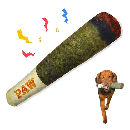 Interactive Plush Squeaky Dog Toy – Funny Cigar Design Chew Toy for Small & Medium Dogs