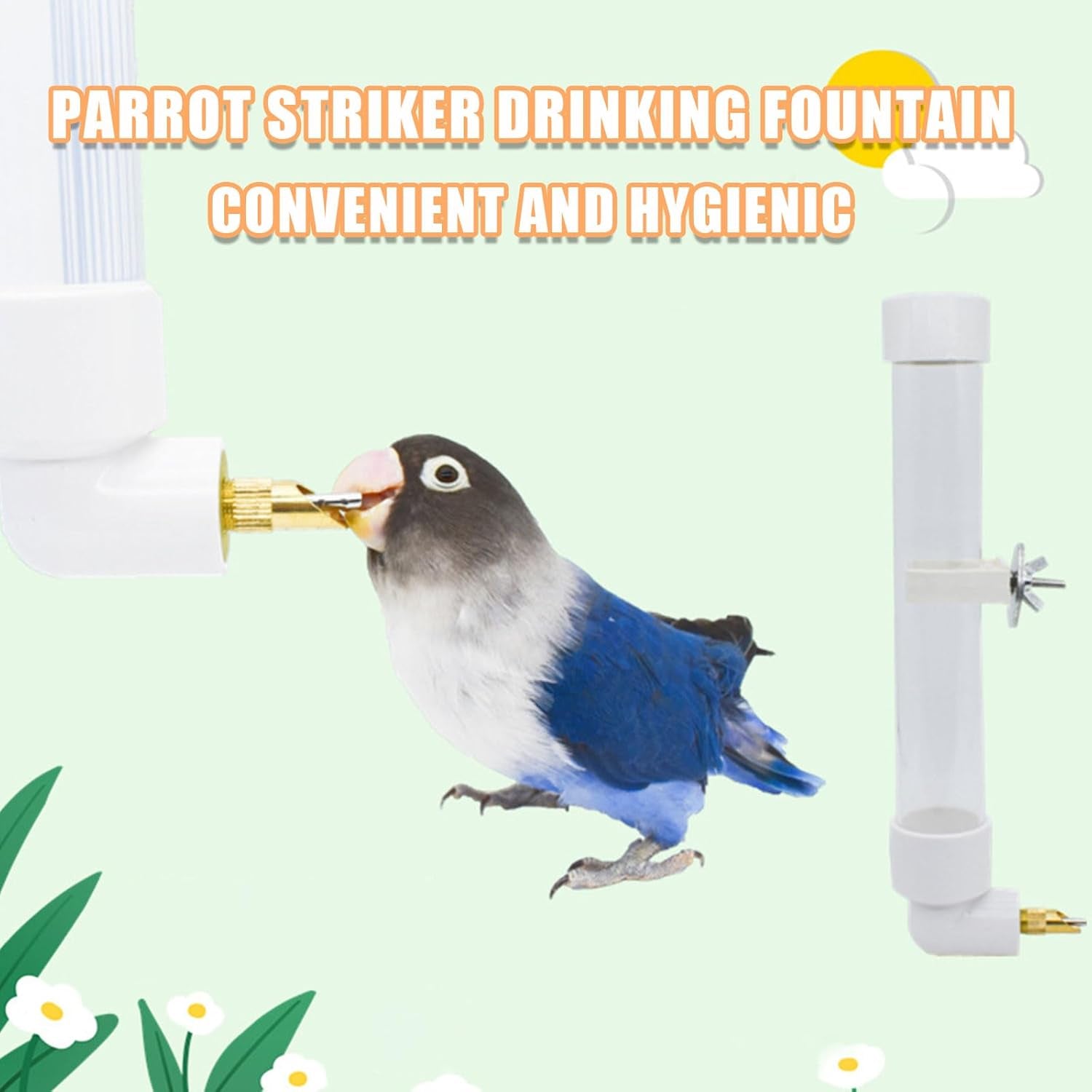 Automatic Parrot Water Dispenser 130ML – Bird Cage Water Bottle with Cleaning Brush for Parakeets, Cockatiels & Lovebirds