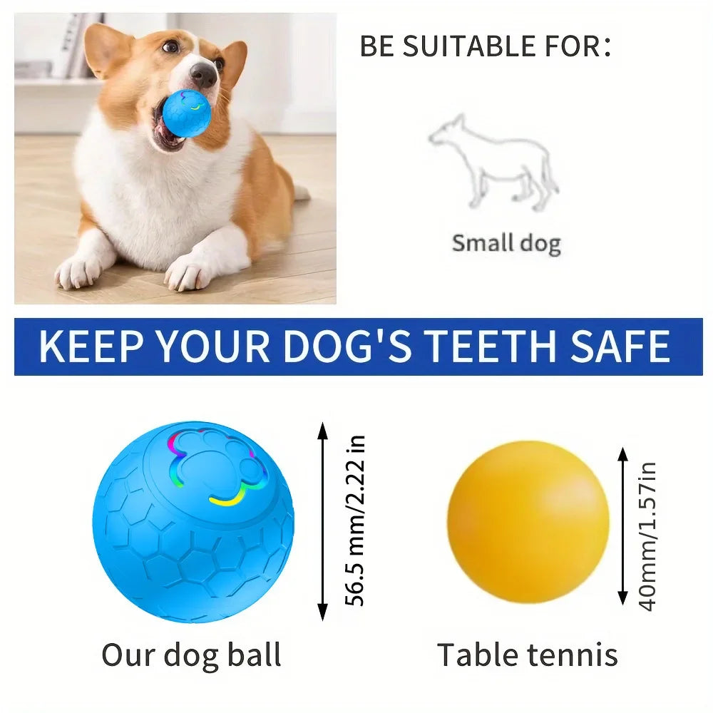 Smart Interactive Pet Ball – Rechargeable LED Automatic Bounce Toy for Dogs & Cats