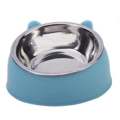 Inclined Stainless Steel Cat & Puppy Feeding Bowl – Raised Pet Food & Water Bowl for Cats and Small Dogs