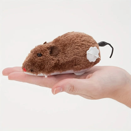 Wind-Up Plush Mouse Toy – Interactive Moving Toy for Cats, Dogs & Kids
