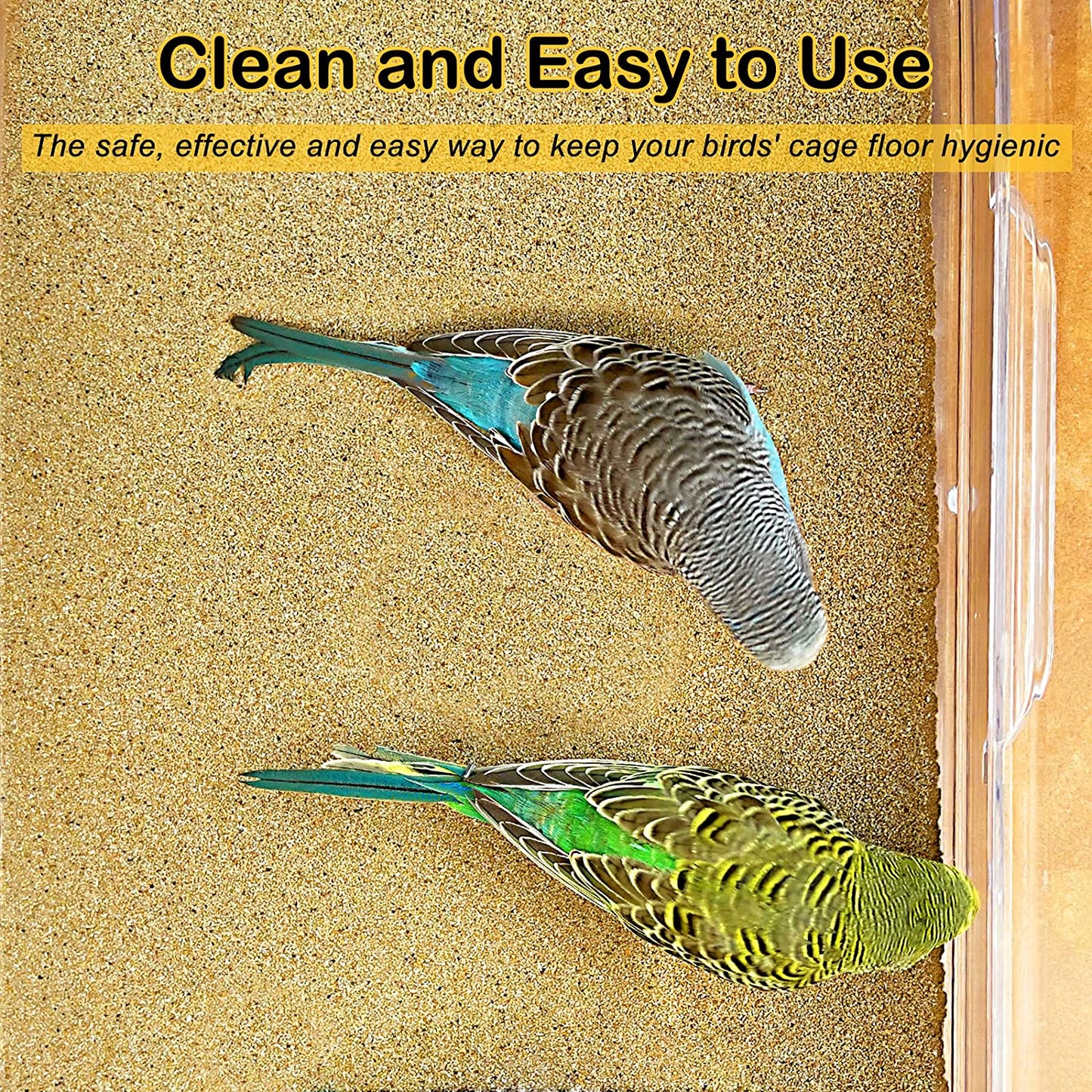Bird Cage Gravel Paper Liners 30 Pack – 15” x 11” Sand Sheets for Easy Cage Cleaning & Bird Health