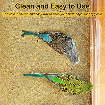 Bird Cage Gravel Paper Liners 30 Pack – 15” x 11” Sand Sheets for Easy Cage Cleaning & Bird Health